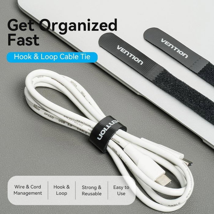 Vention Tira Organizadora de Cables KANB0 12cm Negro Vention Tira Organizadora de Cables KANB0 12cm Negro